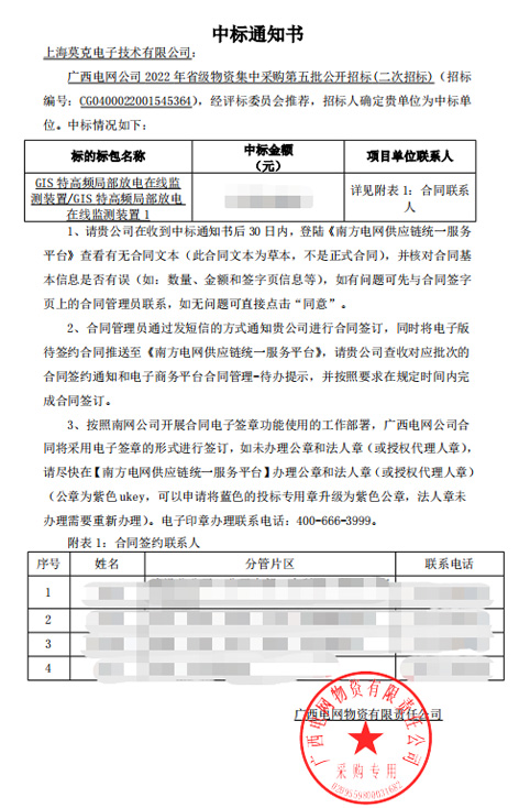 喜訊！我司成功中標(biāo)廣西電網(wǎng)2022年省級物資集中采購第五批公開招標(biāo)項(xiàng)目(圖1)
